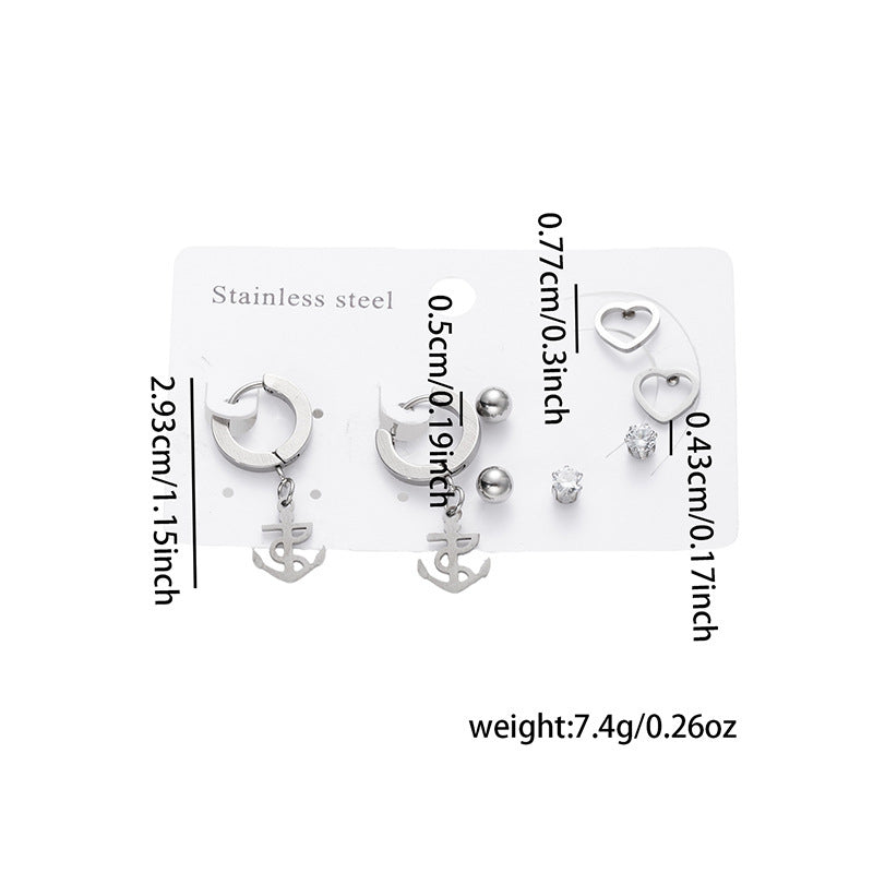 Fashion Simple Titanium Steel Earrings Creative Cross Love Butterfly - Norellé