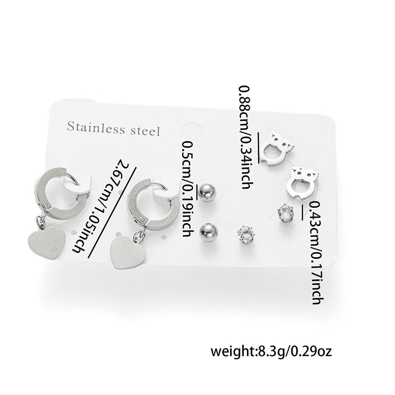 Fashion Simple Titanium Steel Earrings Creative Cross Love Butterfly - Norellé