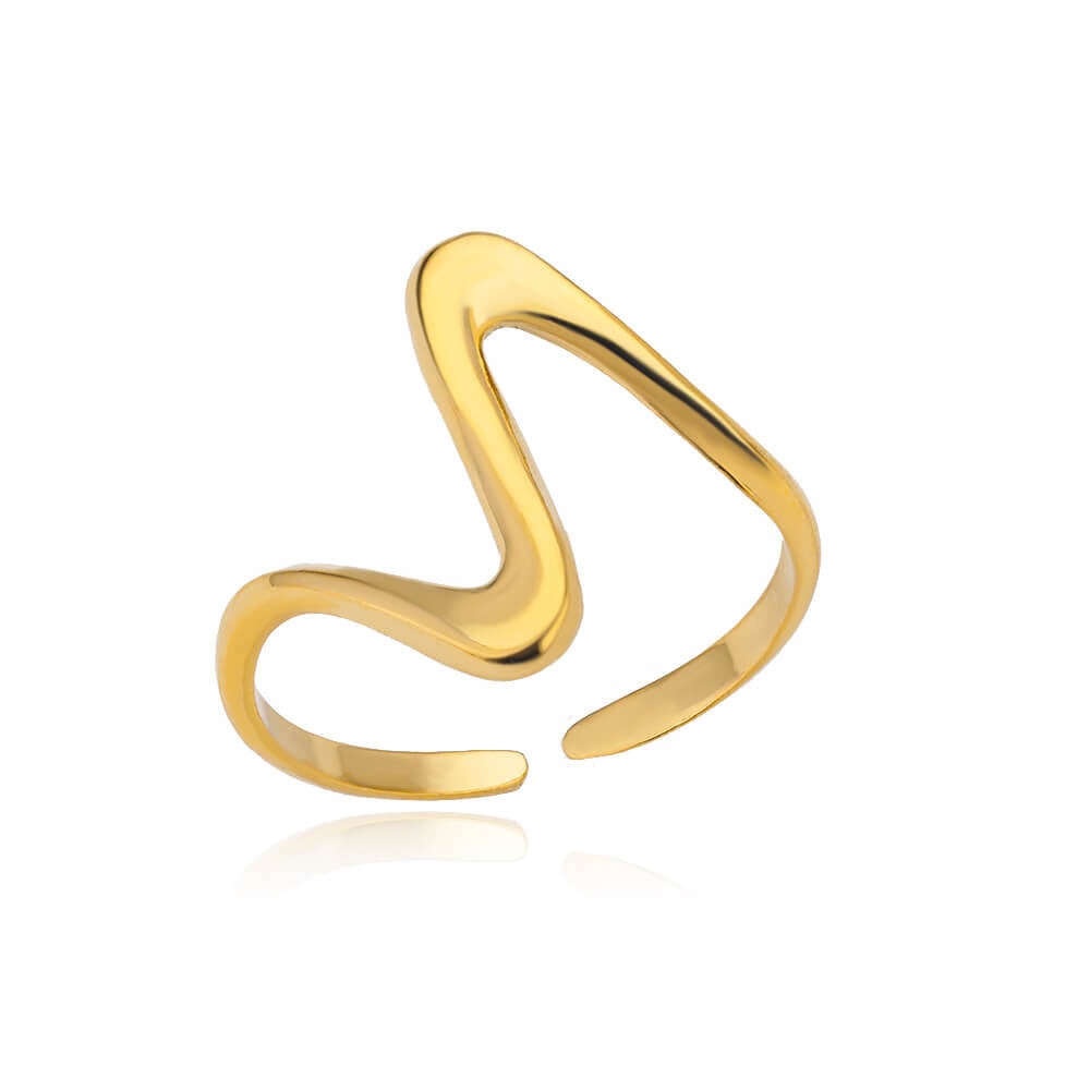 Stainless Steel Pearl Hollow Geometry Open Ring - Norellé