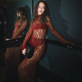 Women's Turtleneck Lace Long Sleeve Dress - Norellé