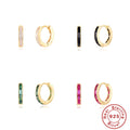 Sterling Silver Earrings Square Colorful Crystals - Norellé
