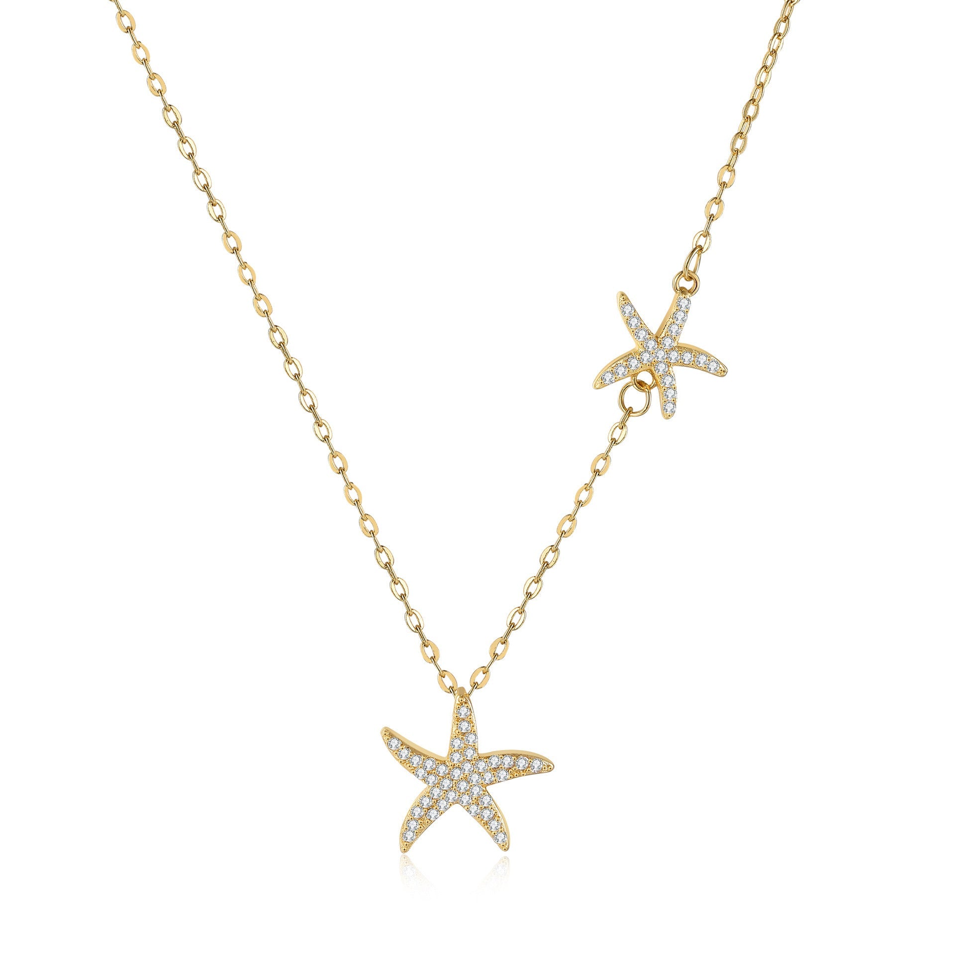 Double Starfish Full Diamond Necklace Female Fashion Special-interest - Norellé