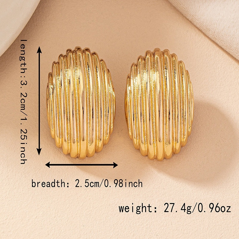 Vintage Crumpled Metal Hollow Semi-circle Earrings - Norellé