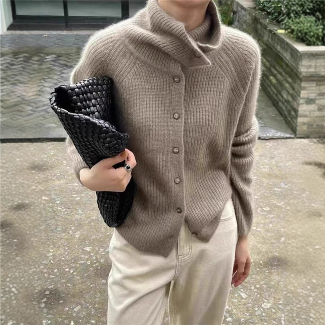 Pure Wool Sweater Women's Thickened Knitting Coat Autumn And Winter - Norellé