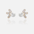 925 High-grade Three-petal Zircon Leaf Earrings - Norellé