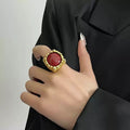 Large Resin Gemstone Open Ring Female Mid-ancient Wide Version Gold - Norellé
