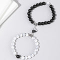 Black And White Love Magnet Suction Couple Bracelet Pair - Norellé