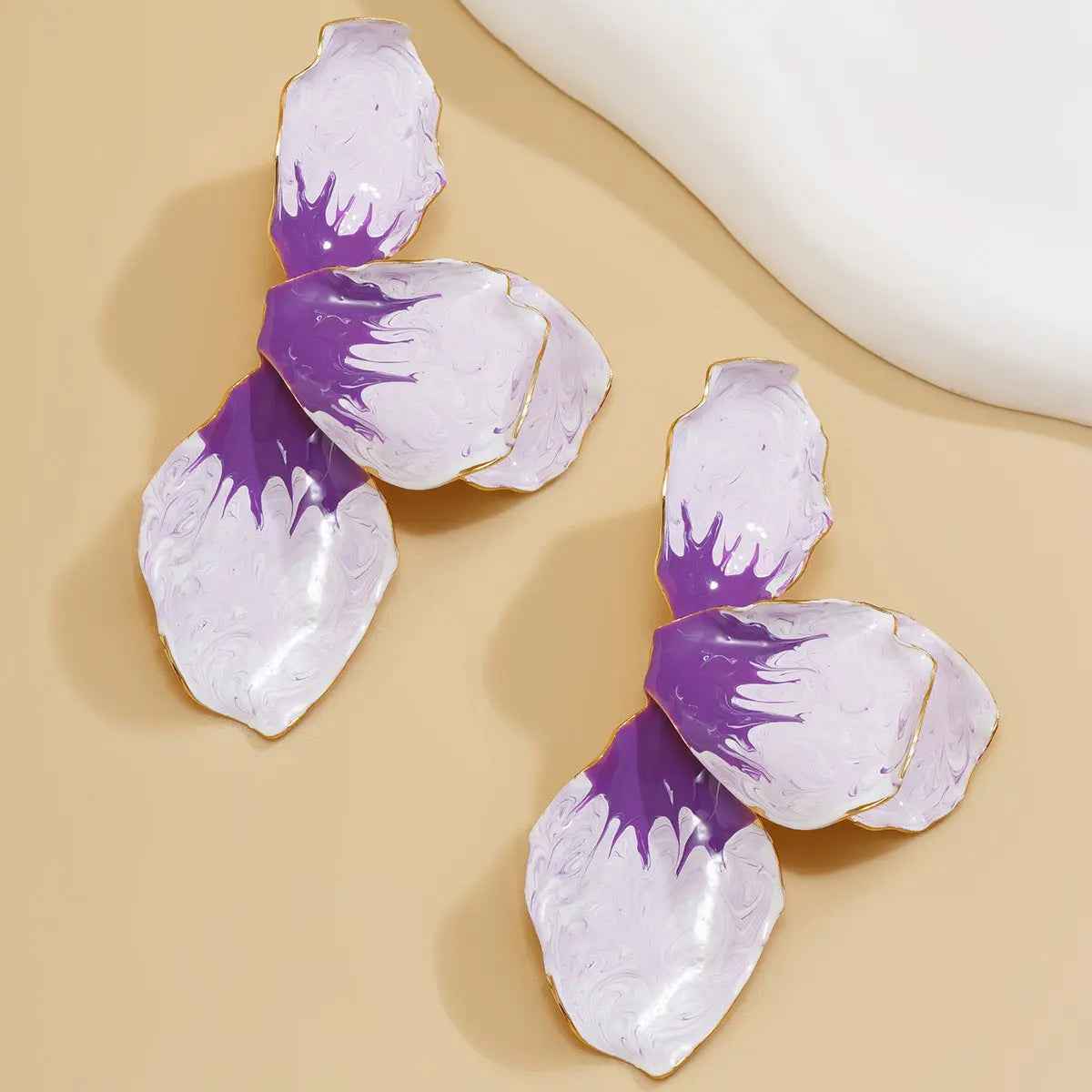 Gradient Petals Dripping Oil Exaggerated Earrings - Norellé