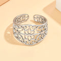Elegant Court Retro Style Hollow Pattern Open Stainless Steel Ring For Women - Norellé