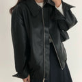 Casual Long Sleeve Leather Coat Women - Norellé