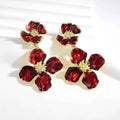 Drop Oil Camellia Earrings Hong Kong Style Retro - Norellé