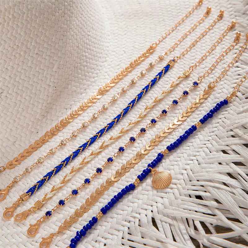 Bohemian Ocean Wind Starfish Shell Pearl Anklet - Norellé