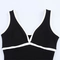 Women's Simple Slim-fit Contrast Colors Decorative Layer Dress - Norellé