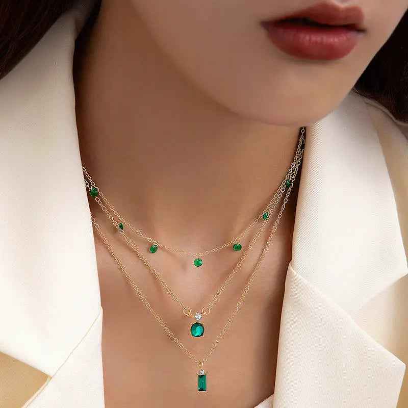 Vintage Grandmother Blue Green Pearl Multilayer Simplicity Necklace - Norellé