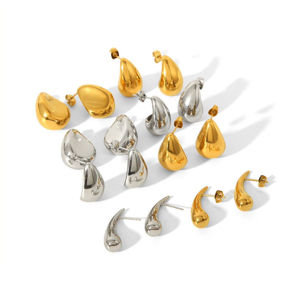 18K Gold High-grade Titanium Steel Simple Women's Ear Studs - Norellé