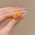 Vietnam Placer Gold Flower Love Butterfly Small Ear Studs - Norellé