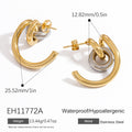 Special-interest Design Contrast Color Plating 18K Real Gold Titanium Steel Ear Studs Female - Norellé