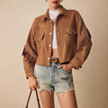Women's Solid Color Shoulder Down Long Sleeved Casual Jacket - Norellé