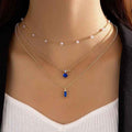 Vintage Grandmother Blue Green Pearl Multilayer Simplicity Necklace - Norellé