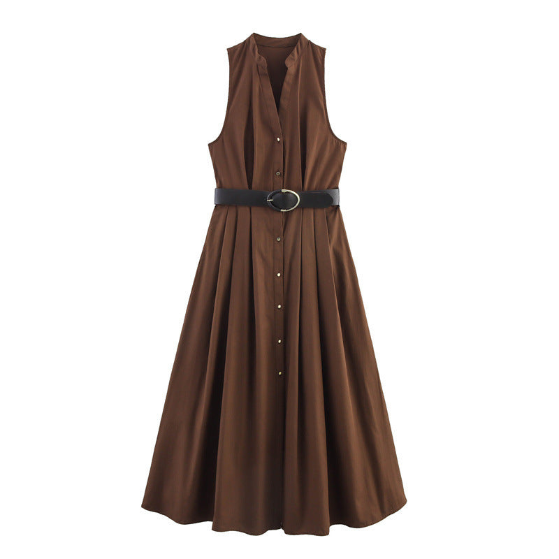 With Belt Midi Skirt Dress - Norellé