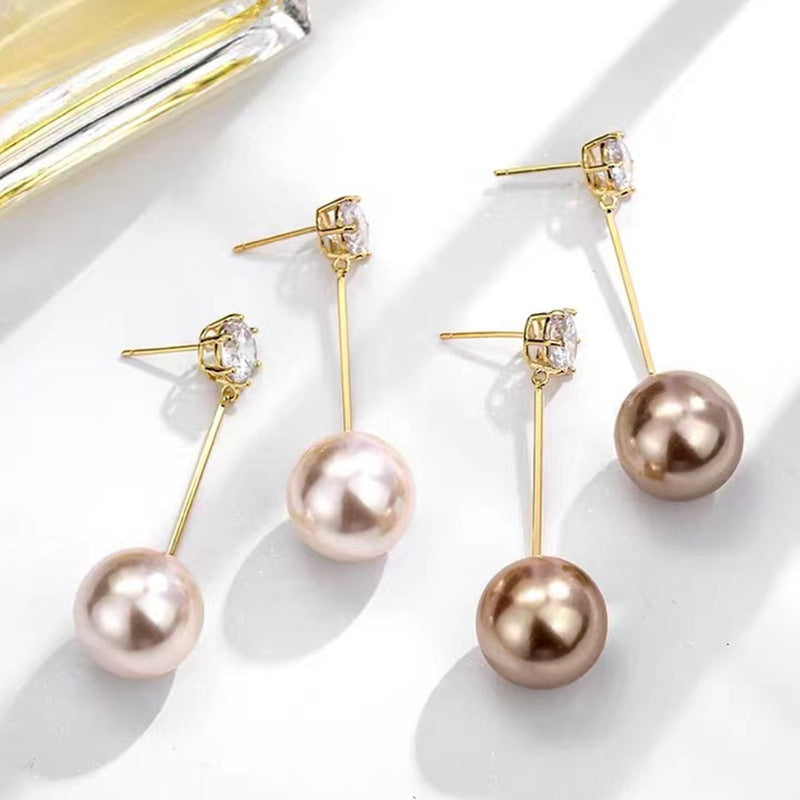 Sterling Silver Needle Pearl Earrings Exaggerated And Personalized - Norellé