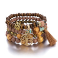 Multi-layer Wooden Bead Beaded Bracelet Elastic Bracelet - Norellé