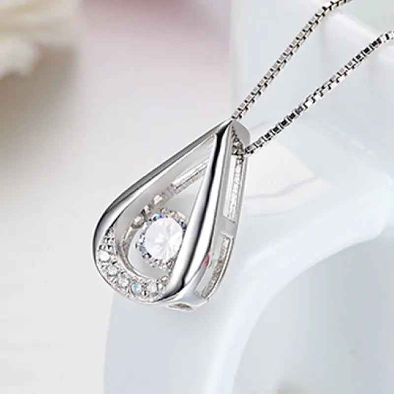 Drop-shaped Diamond-embedded Smart Pendant Necklace - Norellé