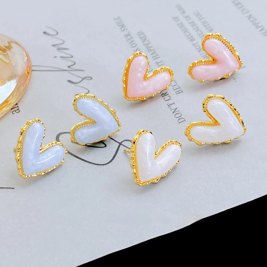 Fruit Color Love Heart Stud Earrings Female Simple Elegant Sweet - Norellé