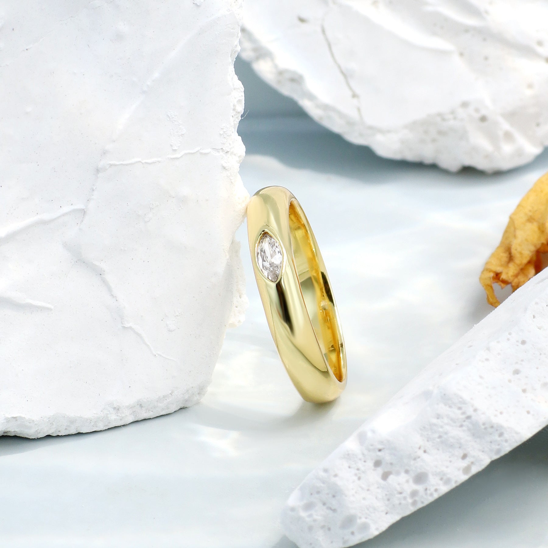 Copper Plating 18K Gold Diamond Couple Ring - Norellé