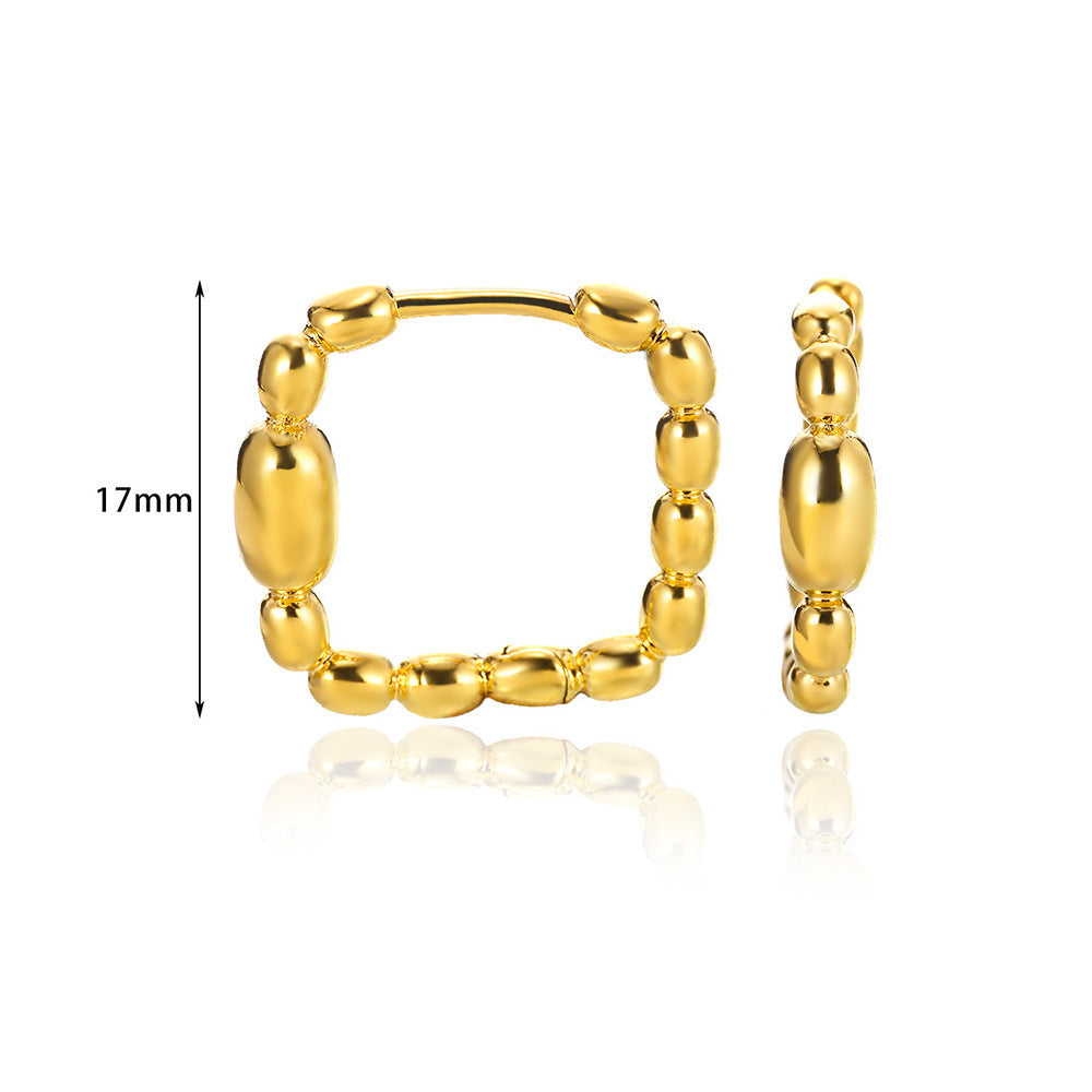 European And American Fashion 18K Gold-plated Square Inlaid Fashion Sense Titanium Steel Earrings - Norellé