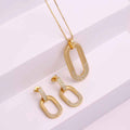 Oval Inlaid Zircon Ear Stud Necklace Female - Norellé