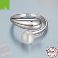 Simple Temperament Shell Pearls Open Ring - Norellé