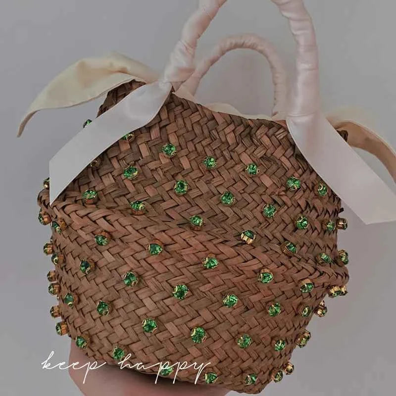 Colored Diamonds Hand-sewn Woven Bag