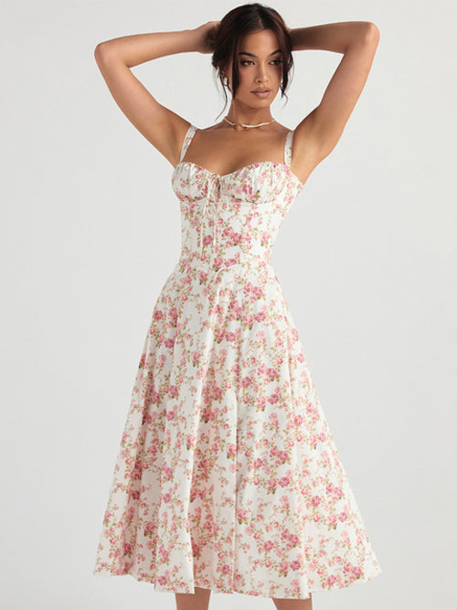 High Quality Women's Summer Sundress Floral Print Dresses Elegant Midi - Norellé