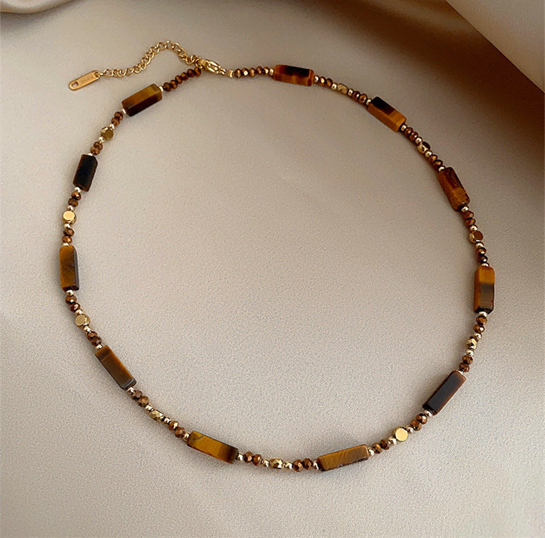 Autumn And Winter Maillard Beaded Tigereye Pendant - Norellé