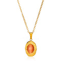 High-grade Oval Cat's Eye Pendant Titanium Steel Necklace - Norellé