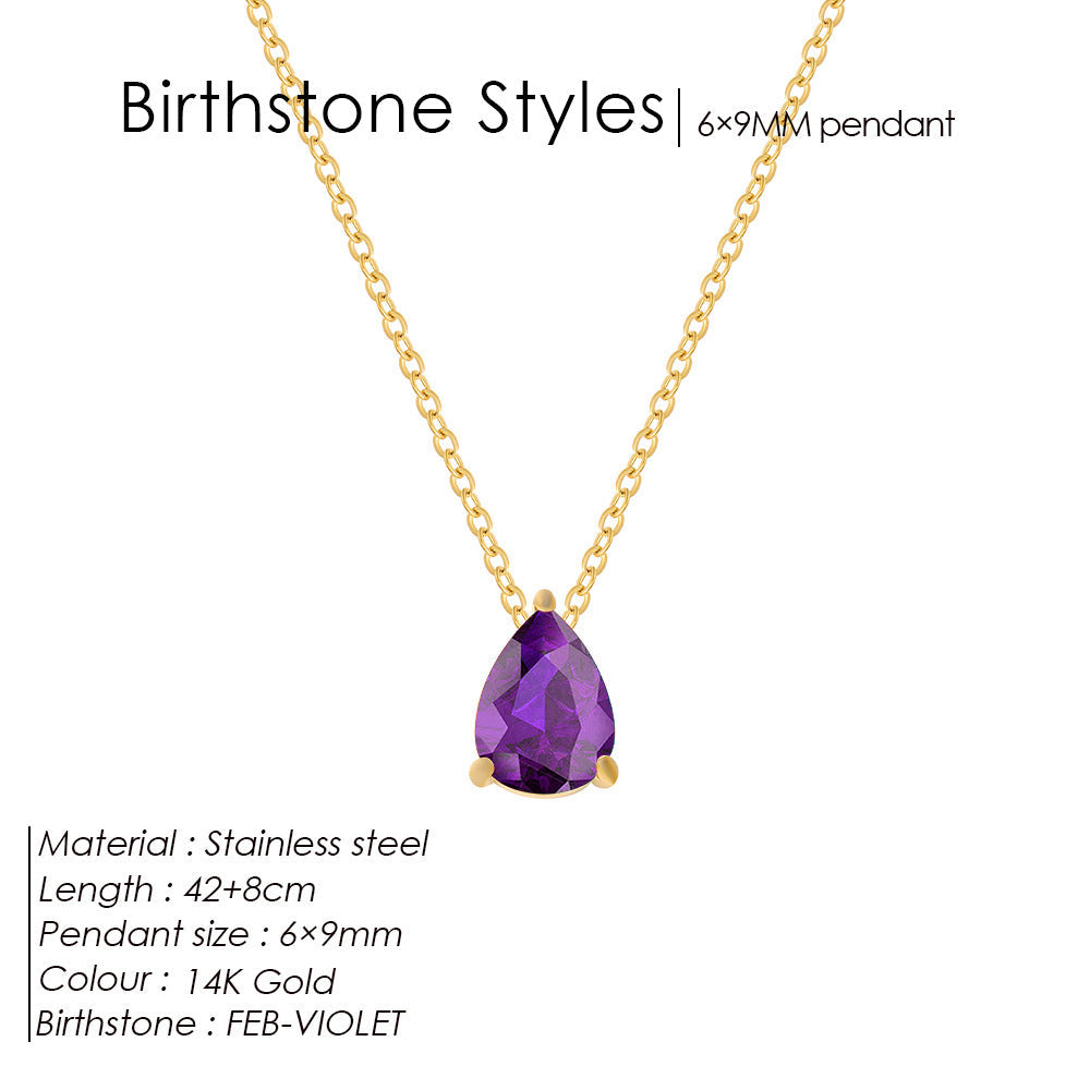 Stainless Steel Stylish Water Drop Zircon Necklace - Norellé