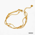 Fashion Stainless Steel Electroplated Small Golden Beads Multi-layer Twin Bracelet - Norellé