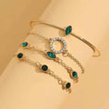 Geometric Rhinestone Bracelet Water Drop Bracelet Suit - Norellé