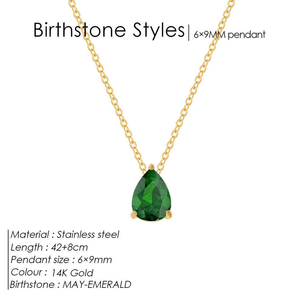 Stainless Steel Stylish Water Drop Zircon Necklace - Norellé