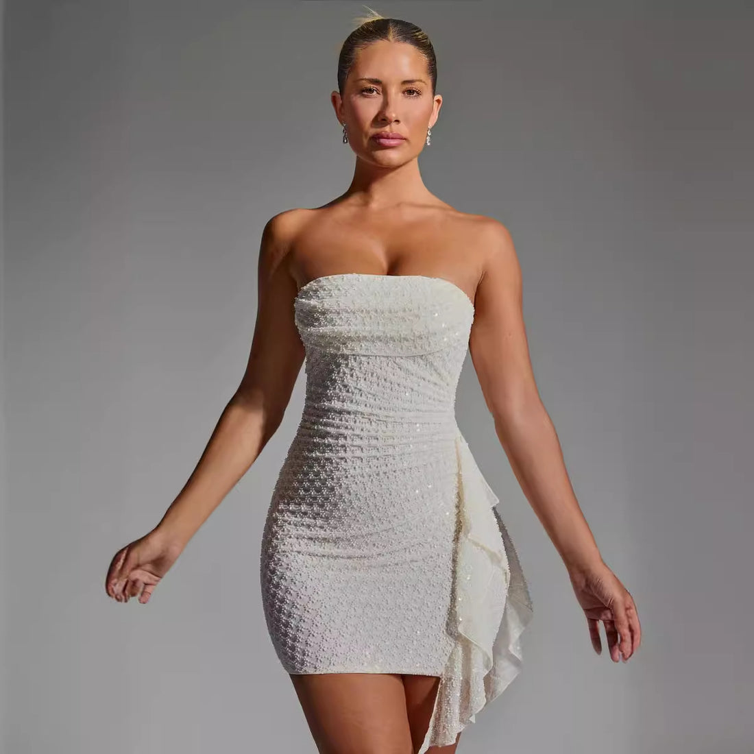 Stitching Tied Bandeau Short Skirt Sheath Dress - Norellé