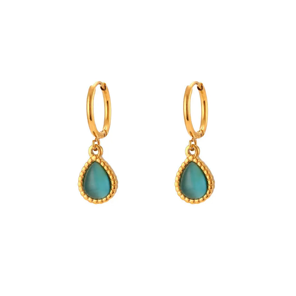 Fashion Minimalistic Water Drops Opal Eardrop Earring - Norellé