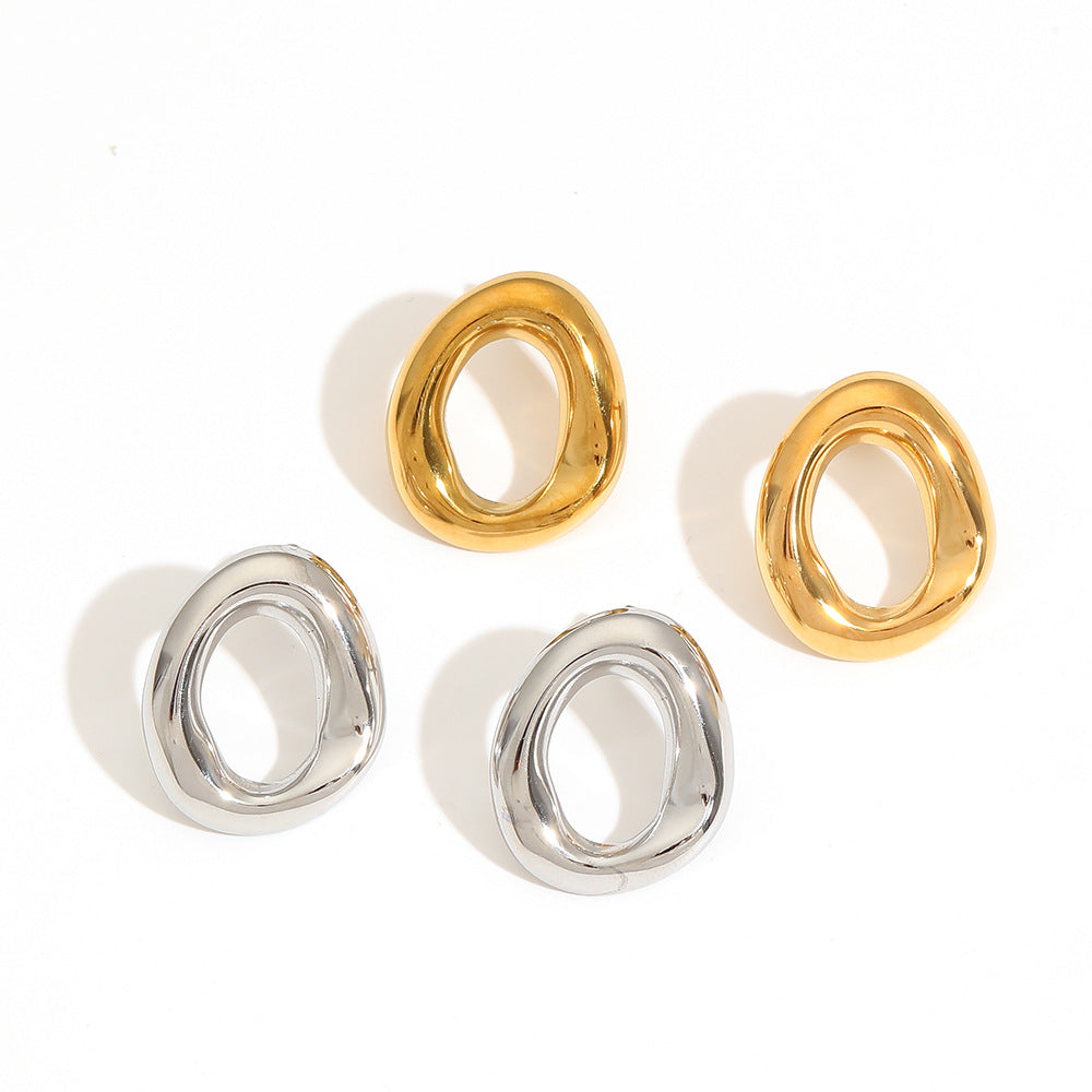 New Hollow Titanium Steel Ear Studs Women - Norellé