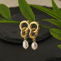 Real Gold Brass Electroplating France Vintage Pearl Earrings Suit - Norellé