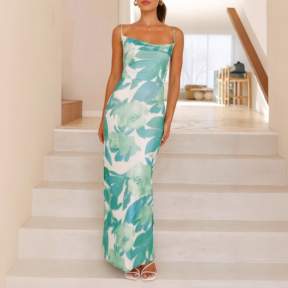 Women's Printed Sleeveless Vest Camisole Slim Hip Dress - Norellé