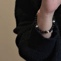 S925 Sterling Silver Black Agate Cat's Eye Bracelet - Norellé