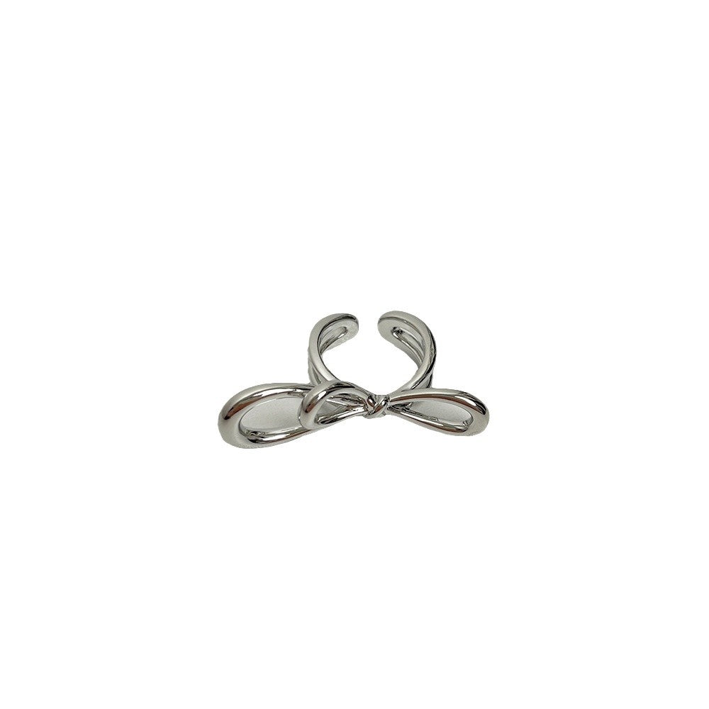 Simple High-grade Silver Metal Bow Ring Women - Norellé