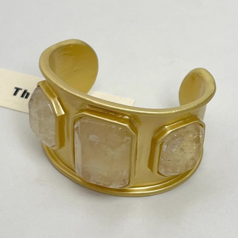 Gold Large Square Crystal Wide Bracelet - Norellé