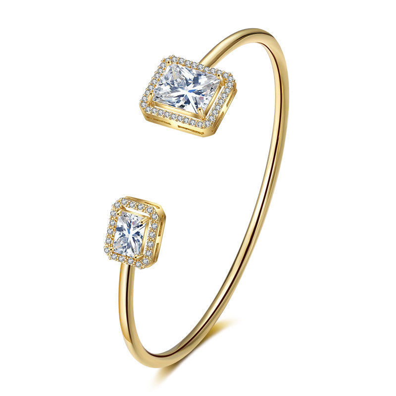 Women's Simple Bracelet Bracelet High-grade Water Drop Inlaid Women's Square Diamond - Norellé