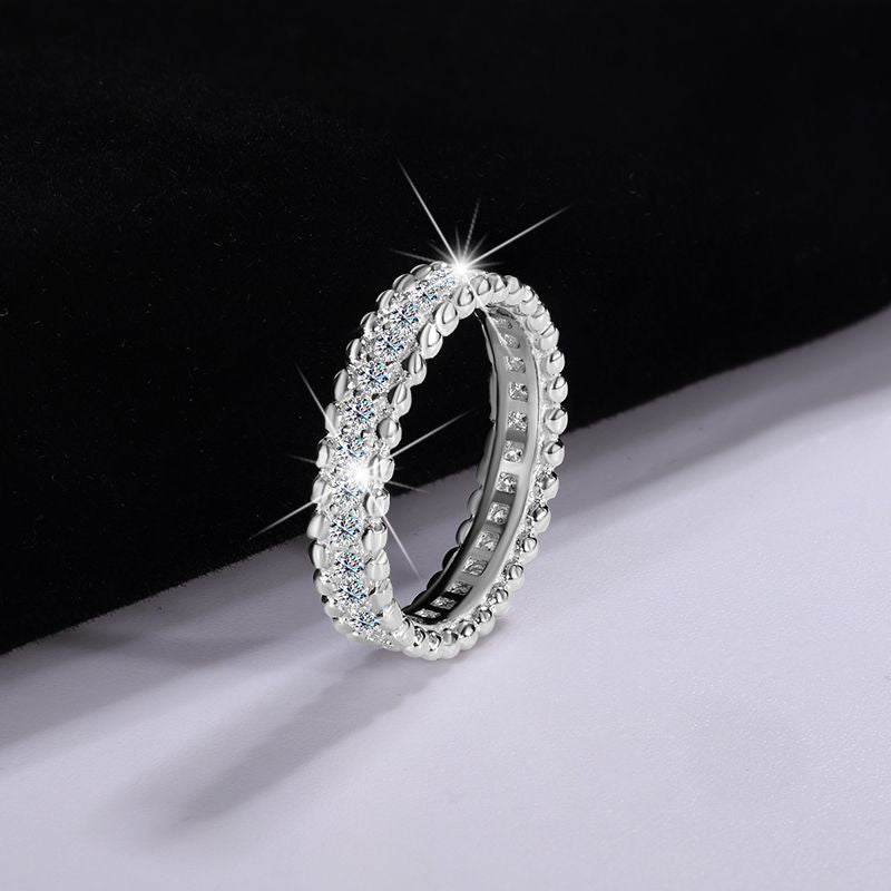 S925 Sterling Silver Kaleidoscope Bead Edge Diamond Ring - Norellé
